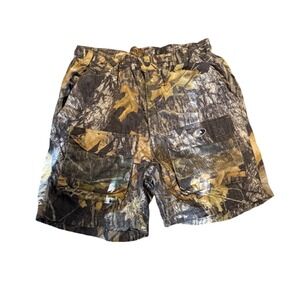 Mossy Oak Break-Up Camo Cargo Shorts Mens Medium Nylon Hunting Fishing Outdoor